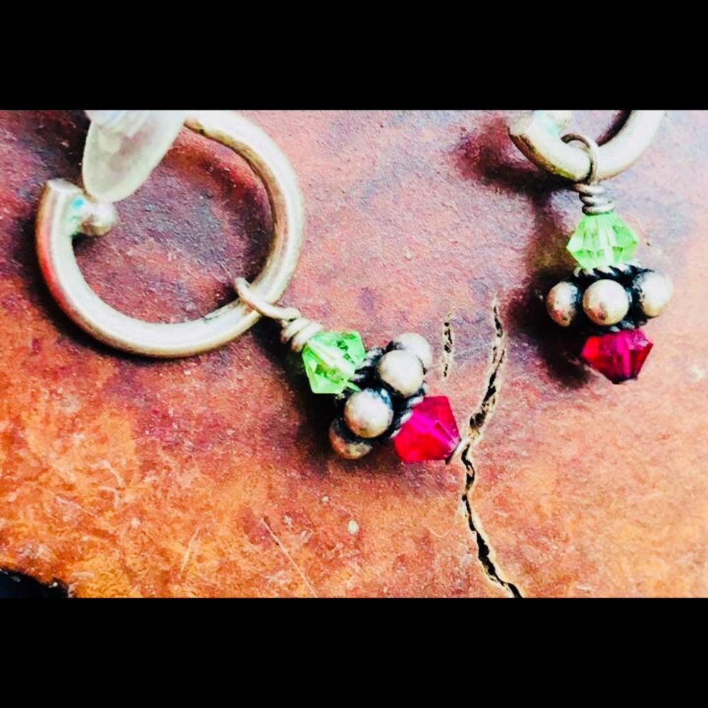 Emerald & Ruby Drop Earrings - image 1